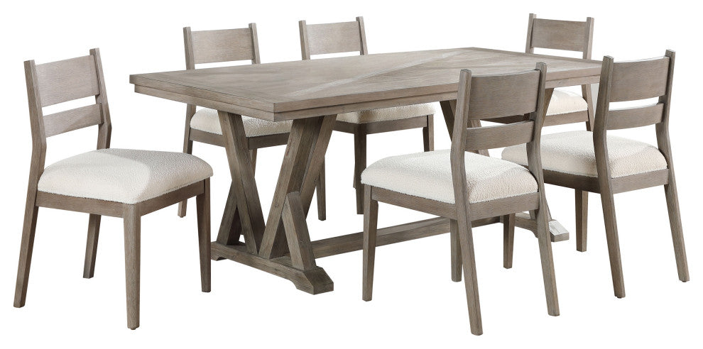 Cornelia 7-piece Rectangular Dining Table Set Coastal Grey
