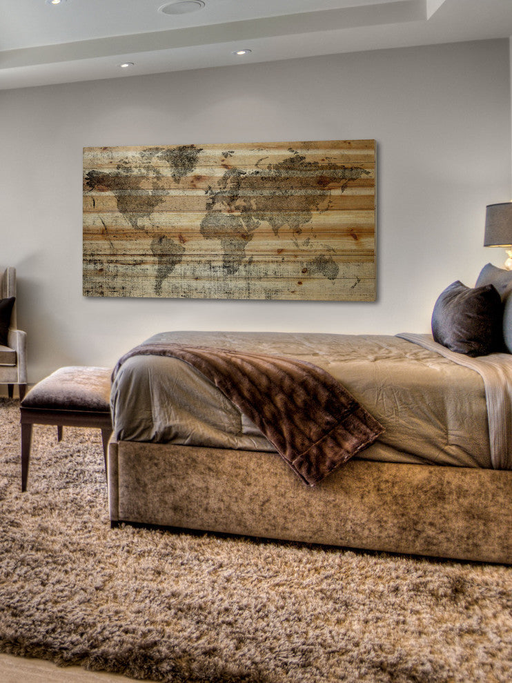 "Lost in the World" Painting Print on Natural Pine Wood, 24"x12"