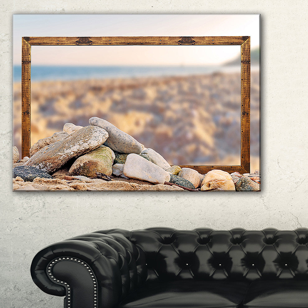 "Framed Blurred Seashore" Landscape Art Canvas Print, 40"x20"