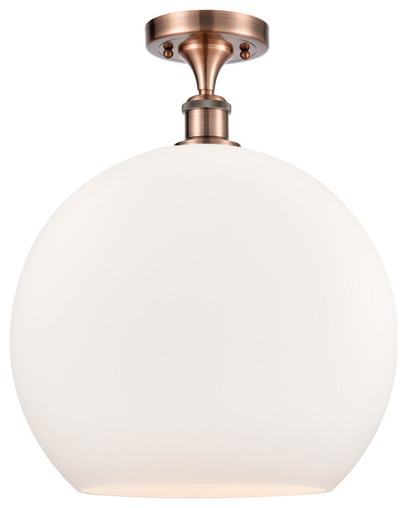 Innovations 516-1C-AC-G121-14-LED 1-Light Semi-Flush Mount, Antique Copper