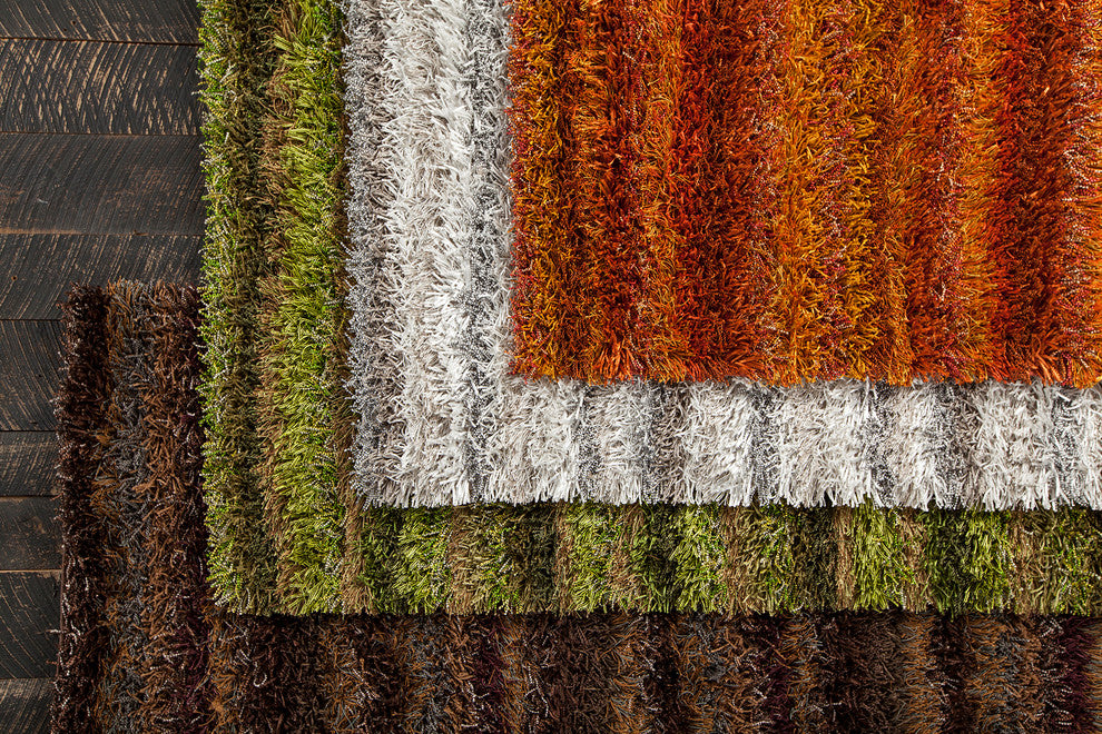 Kubu Striped Area Rug, Brown, 5'x7'6" Rectangle