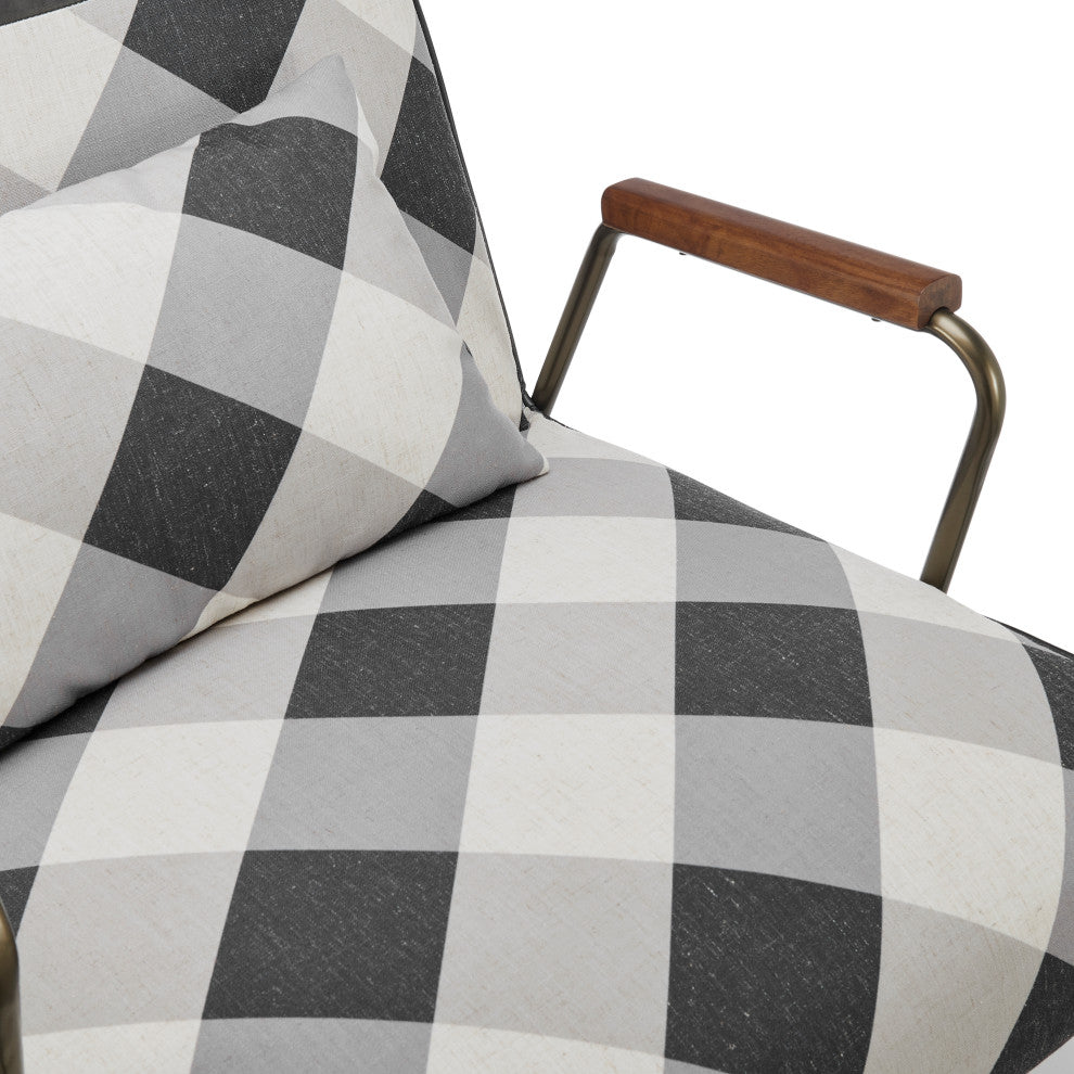 Kahlo Fabric Accent Arm Chair, Mono Gingham/ Vintage Midnight