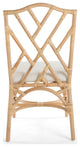 Rattan Chippendale Upholstered Dining Chair, Set of 2, Natural-Brown