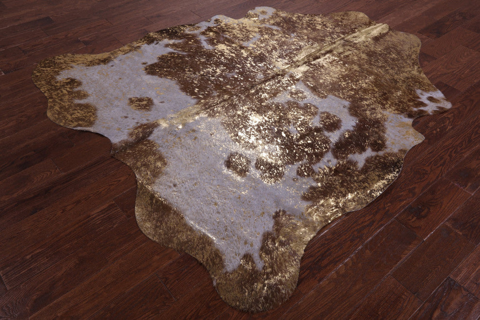 Gold Metallic Cowhide Rug 6' 9" X 6' 4" C2163