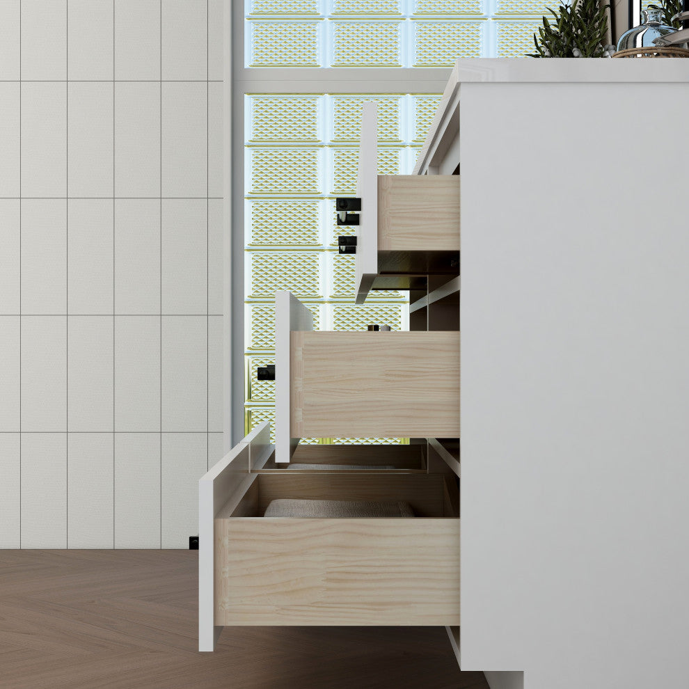 Victoria 60" Double Sink Solid Wood Bath Vanity, Glossy White