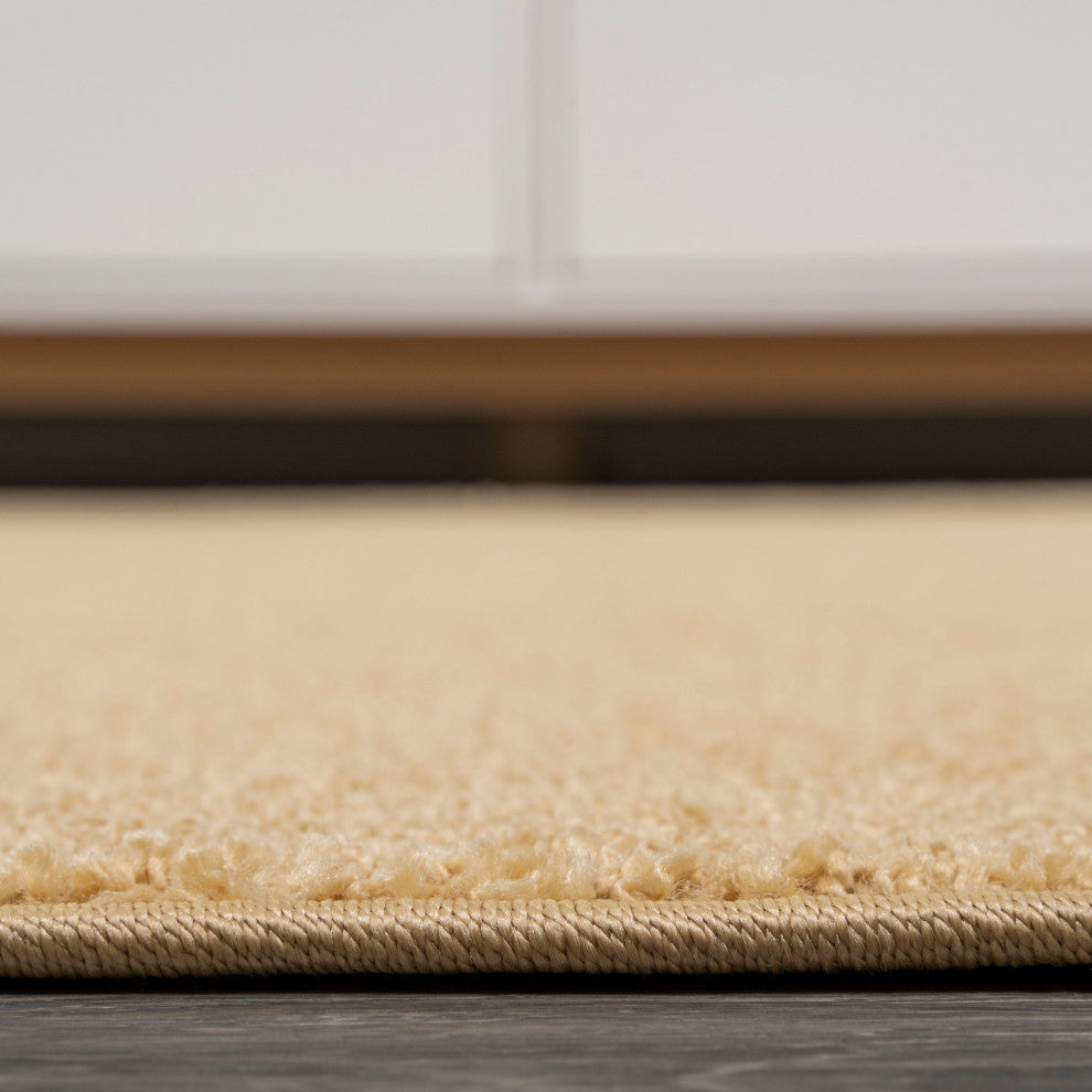 Haze Solid Low-Pile Runner Rug, Mustard, 5' Round