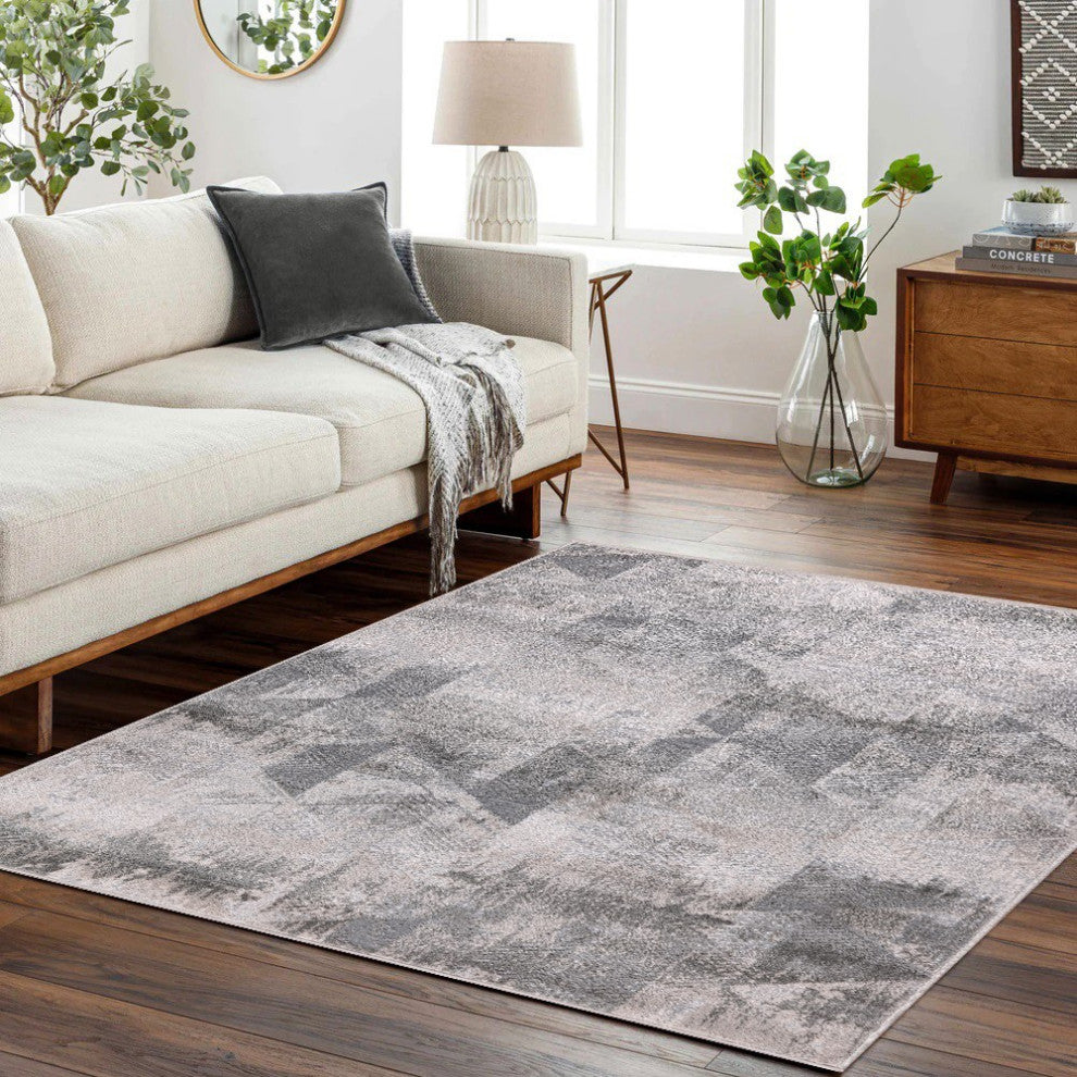 High-Low Wyatt Gray/Beige Rug, Gray, 5'3"x8'