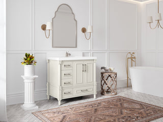 Aberdeen 36" Center Sink Bath Vanity, Alabaster 2" White Quartz
