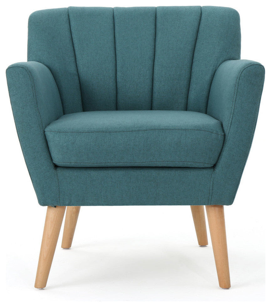 GDF Studio Madelyn Mid Century Modern Fabric Club Chair, Dark Teal