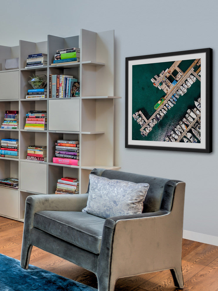 "Neatly Docked Boats" Framed Print by Karolis Janulis