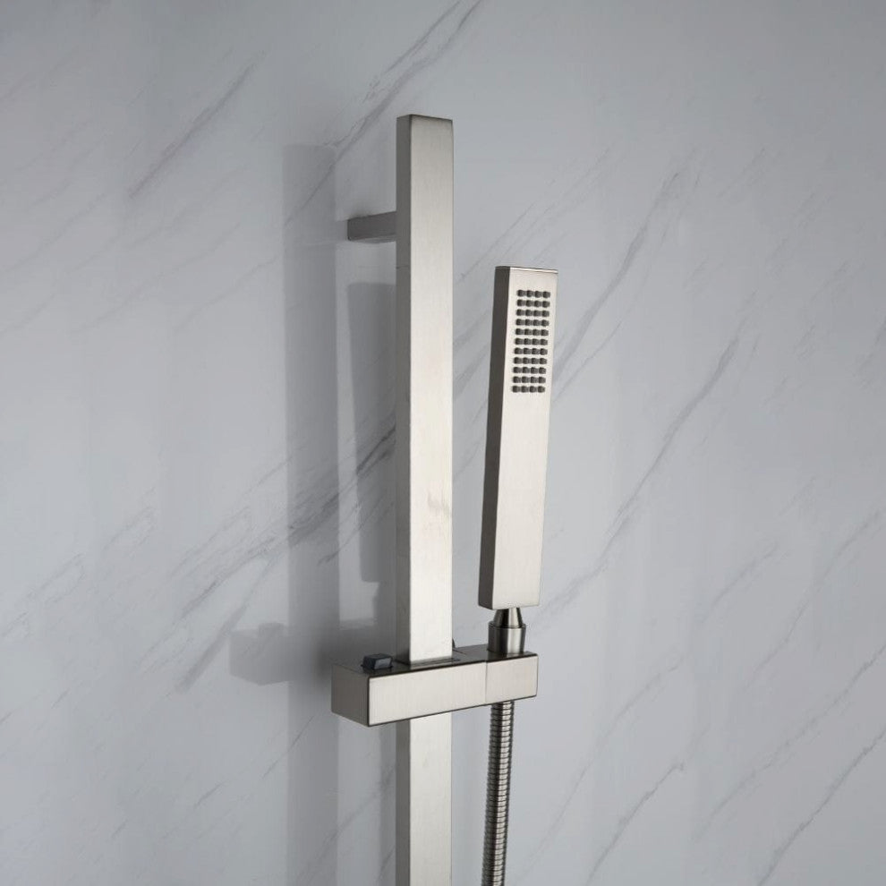 Cero Set 8" Brushed Nickel Square Rain Shower and Handheld