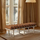 Landon Faux Leather Bench, Cognac, Natural Oak Finish