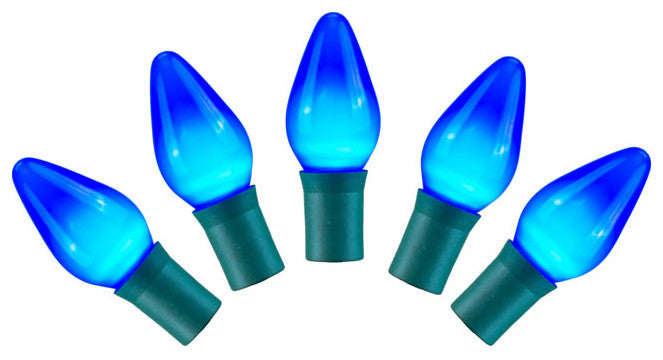 Vickerman X8Gc752 25 Blue Ceramic C7 Led Light, 16' Christmas Light Strand