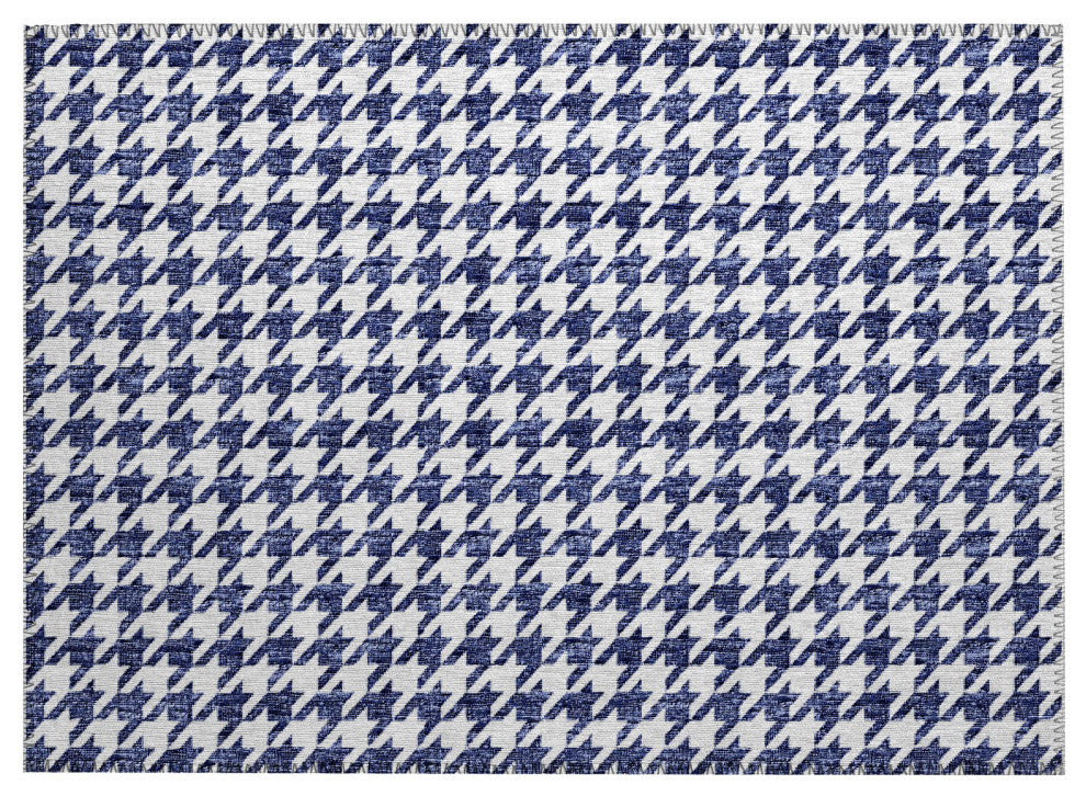 Indoor/Outdoor Hinton HN1 Navy Machine Washable 1'8" x 2'6" Rug