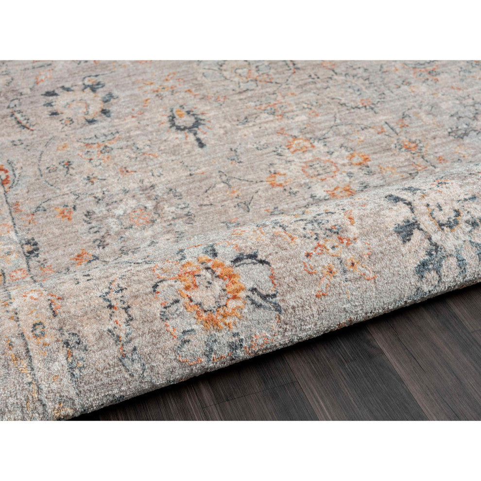 Manor Sarouk Machine Made Indoor Area Rug, 7'10", Charcoal