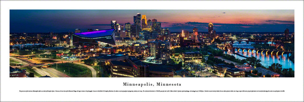 Minneapolis, MN, Twilight Skyline, Unframed