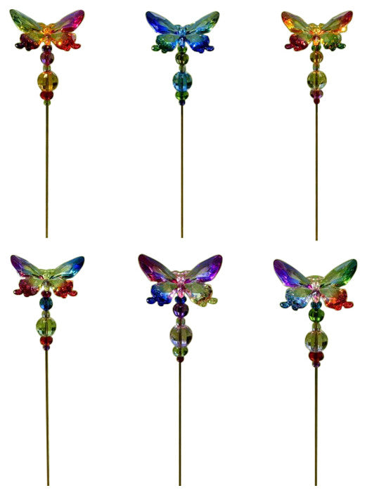 Set of 6 Acrylic Butterfly Pot Stakes