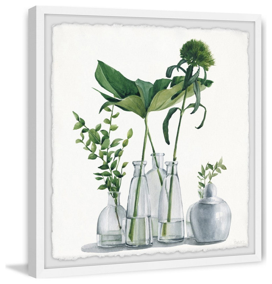 "Clear Greens" Framed Painting Print, 24"x24"