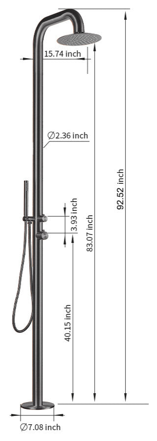 HEATGENE Stainless Steel Outdoor Shower with Handheld Showerhead, Gunmental Gray