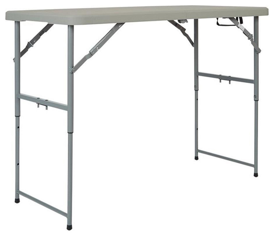 4' Long- Height Adjustable Fold in Half Resin Multi Purpose Table in Light Gray
