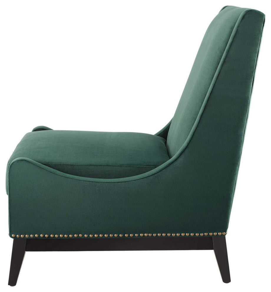 Modern Designer Lounge Club Lobby Accent Side Chair, Velvet Fabric, Green