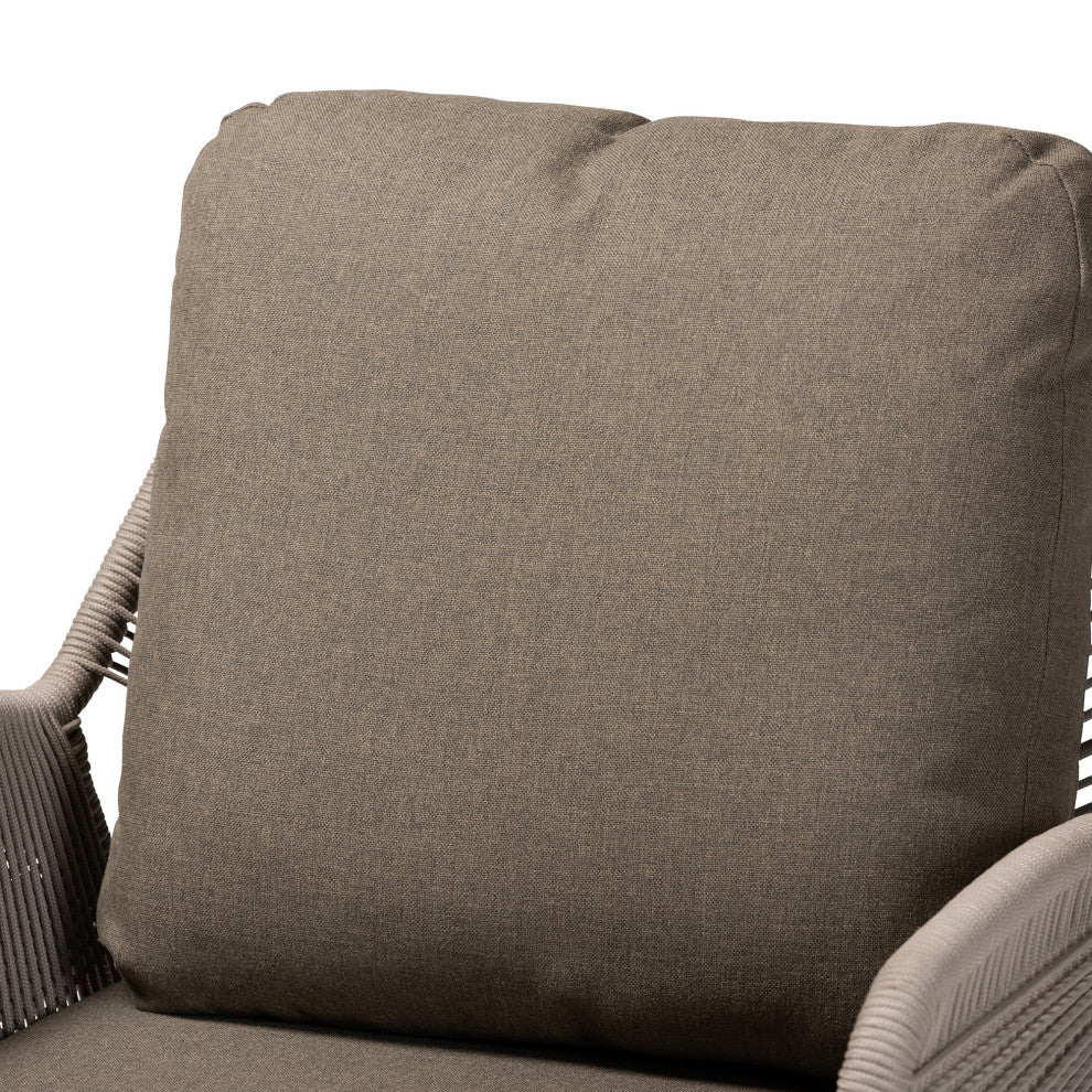 Jennifer Mid-Century Transitional Grey Woven Rope Mahogany Accent Chair