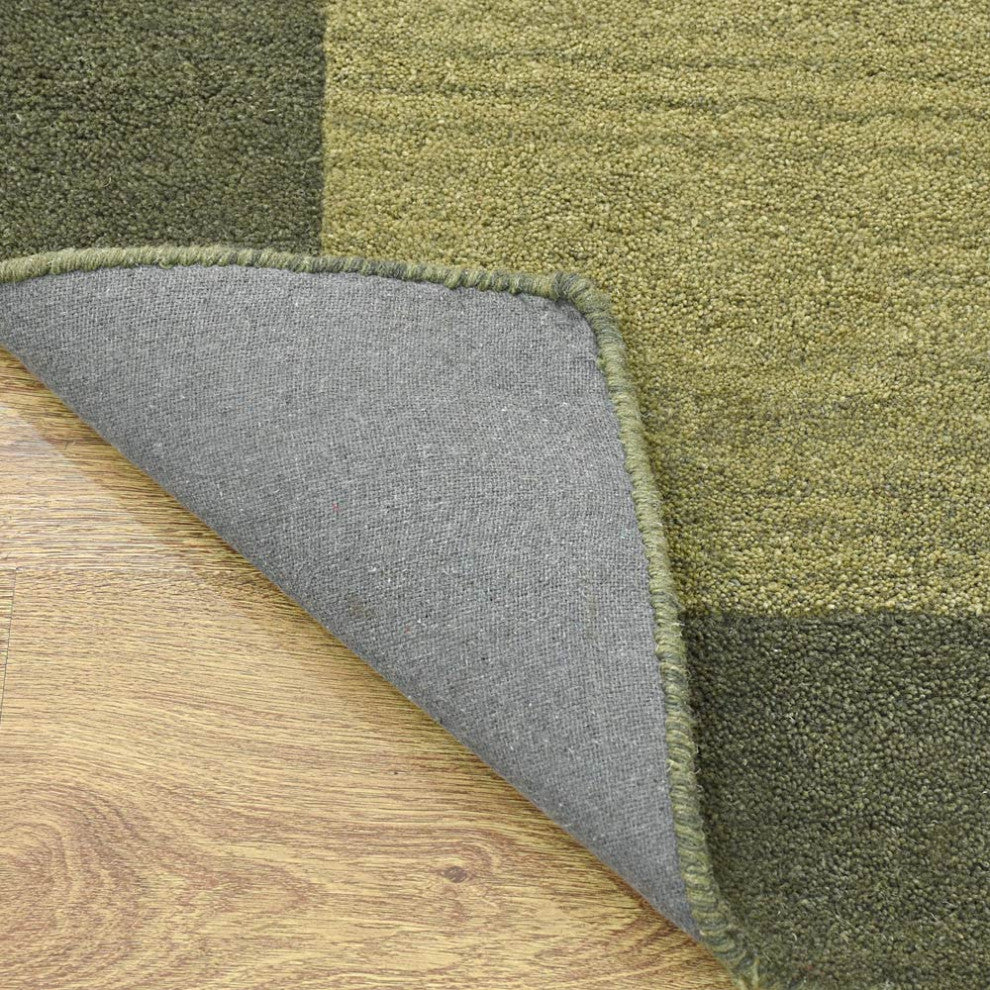 HAND TUFTED WOOL ECO-FRIENDLY AREA RUGS-Green Color, Contemporary Design