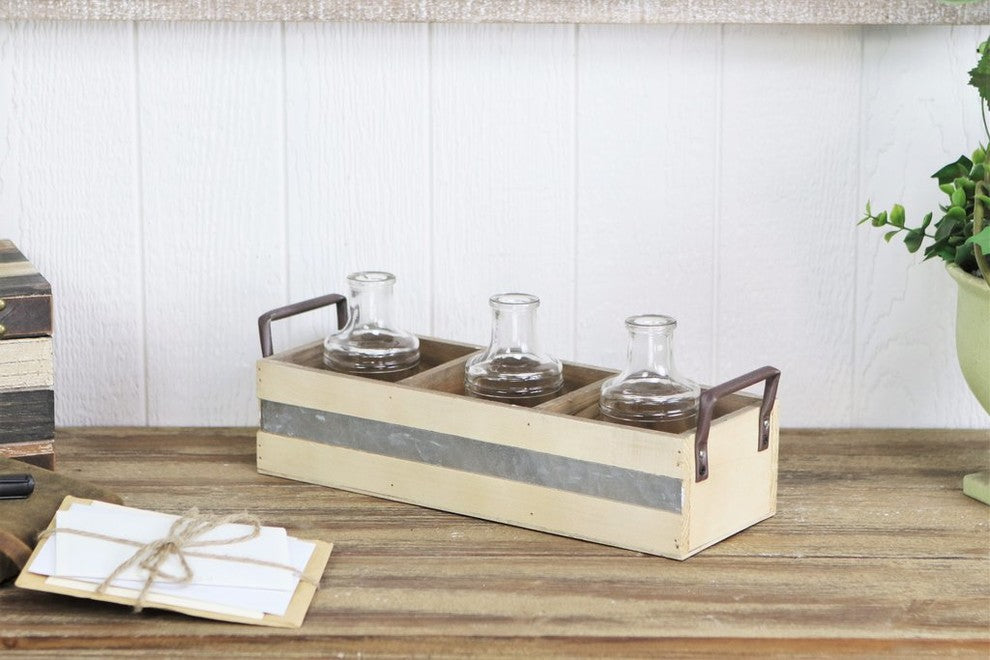 3-Slot Two-Tone Wooden Crate