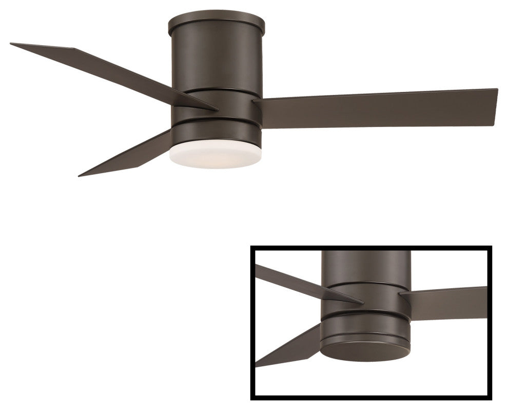Axis 3-Blade Smart Flush Mount Ceiling Fan 44" Bronze, 2700K LED Kit