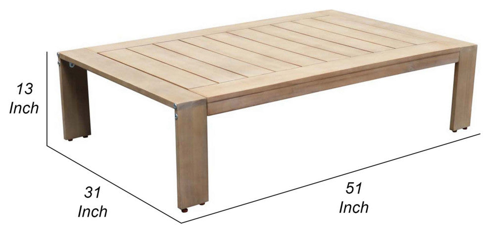 Benzara BM287836 Neji 51" Coffee Table, Natural Brown Acacia Wood Frame