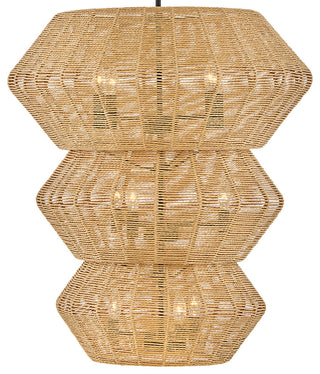 Hinkley Luca Extra Large Multi Tier Chandelier, Black With Camel Rattan Shade