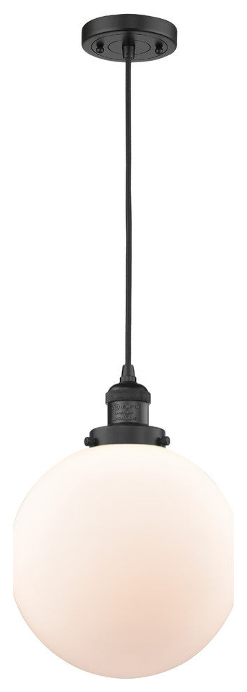X-Large Beacon 1-Light Mini Pendant, Matte Black, Matte White