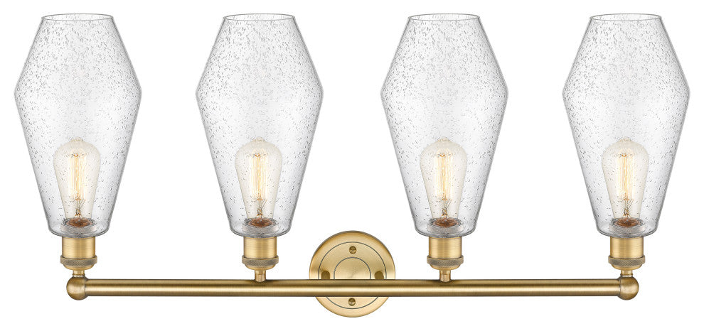 Cindyrella 4-Light 34" Bath Vanity Light, Brushed Brass, Seedy Shade