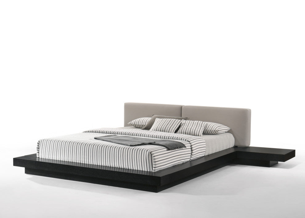 Modrest Tokyo Contemporary Black and Gray Platform Bed, Queen