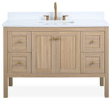 Modern Light Oak Sera Bathroom Vanity With White Quartz Top, 48" Single Sink