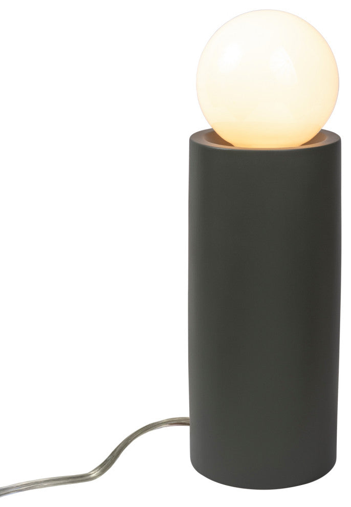 Tall Pillar Table Lamp, Pewter Green