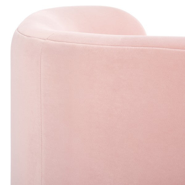 Safavieh Couture Frieda Velvet Tete A Tete Chair, Light Pink