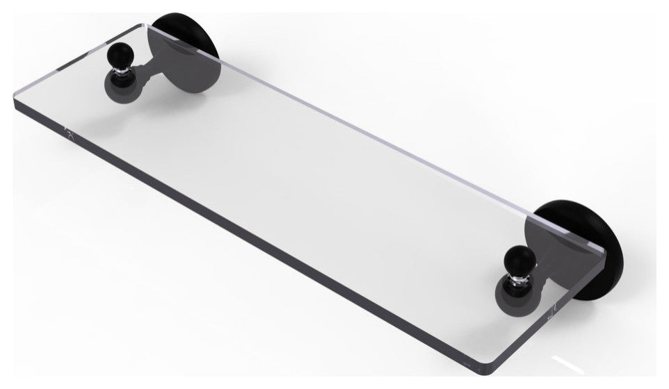 Shadwell 16" Glass Vanity Shelf with Beveled Edges, Matte Black