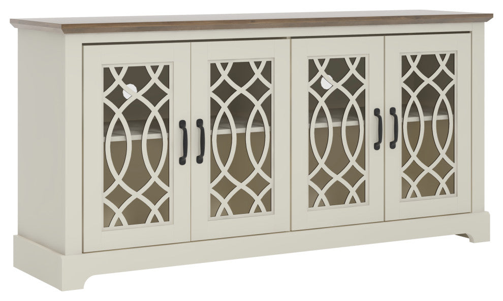 Raccon 59.1 in. TV Stand Fits TV's up to 65 in., Ivory With Knotty Oak