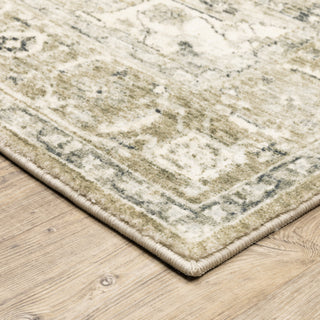 Sanjay Star Medallion Distressed Beige/Ivory Microfiber Area Rug, 5'3"x7'3"