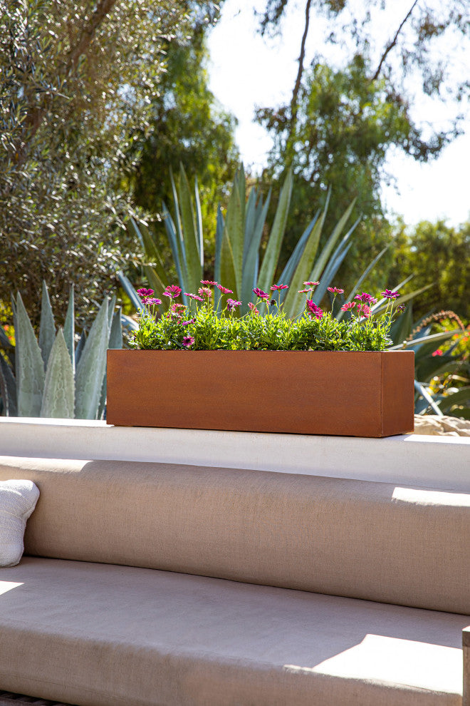 Metallic Series Corten Steel Window Box Planter, 36"