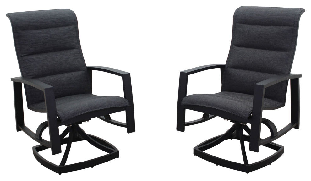 Courtyard Casual Santorini Black 5-Piece Motion 54" Round Padded Dining Set