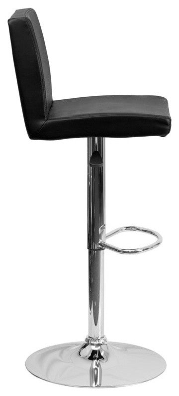 Estella Lori Mid-Back Black Vinyl Swivel Adjustable Barstool