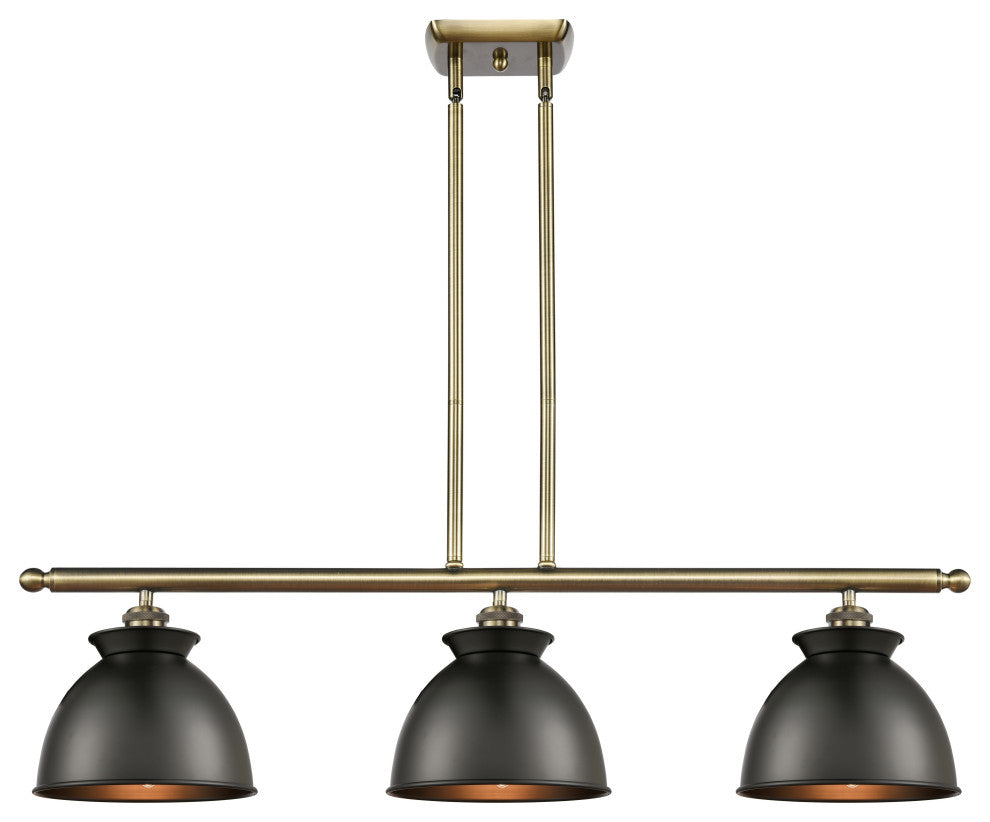 Innovations 516-3I-AB-M14-BK-LED Adirondack 3 Light Island Light, Antique Brass