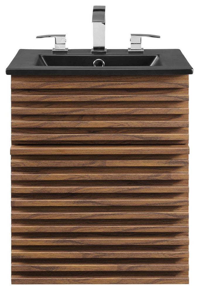 Render 18" Wall-Mount Bathroom Vanity, Walnut Black