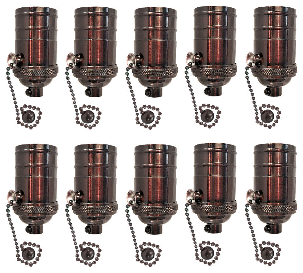 Royal Designs, Inc. Vintage Pull Chain Lamp Socket, Oil Rubbed Bronze, Set of 10