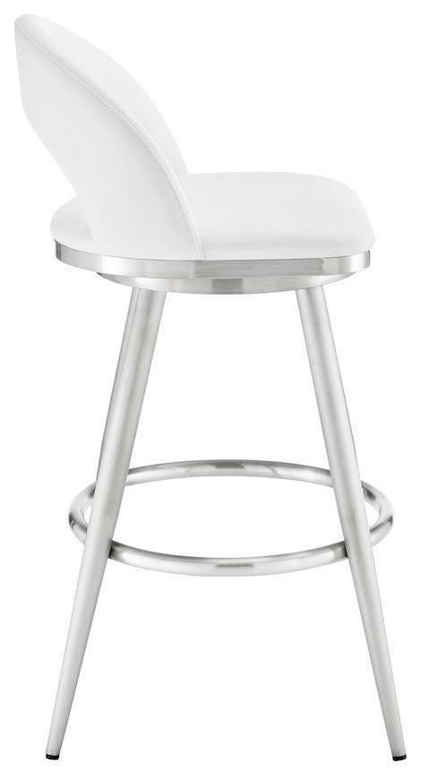 Charlotte Swivel Counter or Bar Stool in Faux Leather and Metal