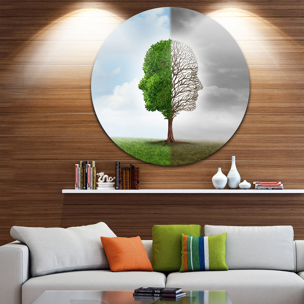 Human Emotion, Contemporary Round Metal Wall Art, 11"