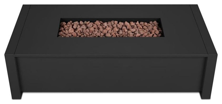 Real Flame Keenan 52" x 26" Aluminum Propane Fire Table in Black