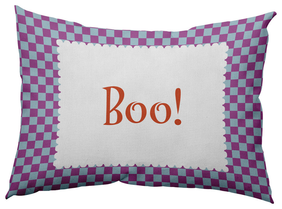 Halloween Boo Checks Accent Pillow, Harvest Orange, 14"x20"